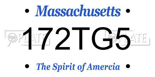 172TG5 Massachusetts License Plate