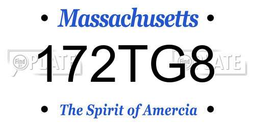 172TG8 Massachusetts License Plate