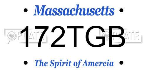 172TGB Massachusetts License Plate