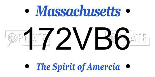 172VB6 Massachusetts License Plate