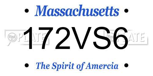 172VS6 Massachusetts License Plate