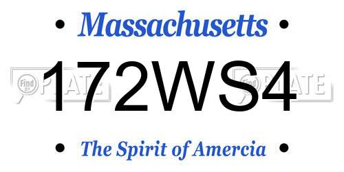 172WS4 Massachusetts License Plate