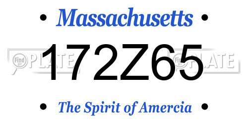 172Z65 Massachusetts License Plate