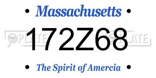 172Z68 Massachusetts License Plate