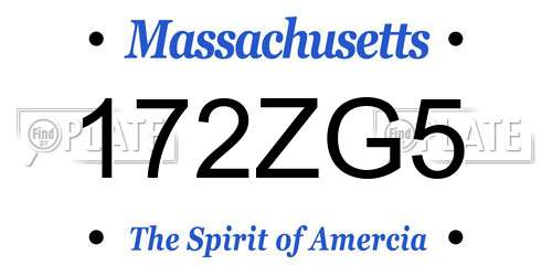 172ZG5 Massachusetts License Plate