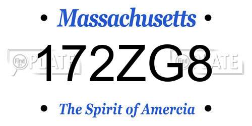 172ZG8 Massachusetts License Plate
