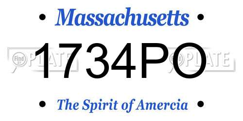 1734PO Massachusetts License Plate