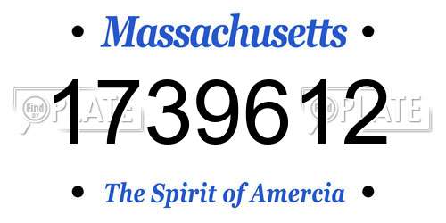 1739612 Massachusetts License Plate