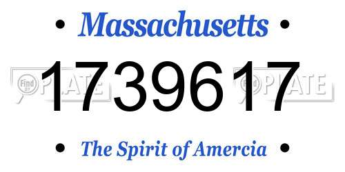 1739617 Massachusetts License Plate
