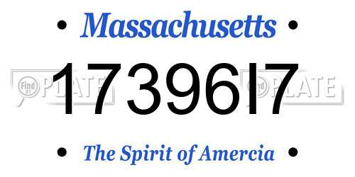 17396I7 Massachusetts License Plate