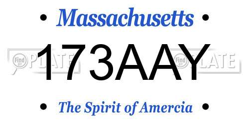 173AAY Massachusetts License Plate