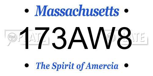 173AW8 Massachusetts License Plate