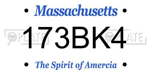 173BK4 Massachusetts License Plate