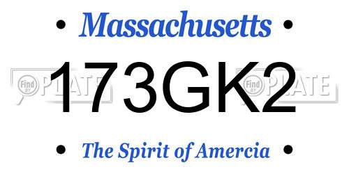 173GK2 Massachusetts License Plate