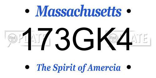 173GK4 Massachusetts License Plate