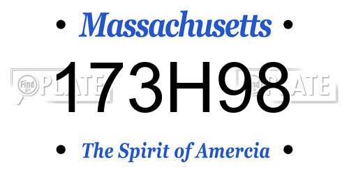 173H98 Massachusetts License Plate