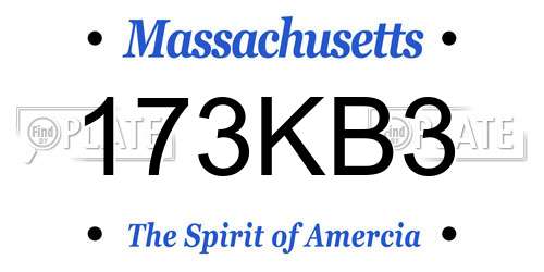173KB3 Massachusetts License Plate