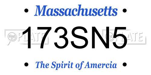 173SN5 Massachusetts License Plate
