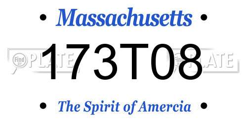 173T08 Massachusetts License Plate