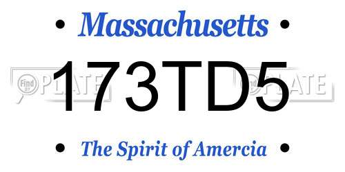 173TD5 Massachusetts License Plate