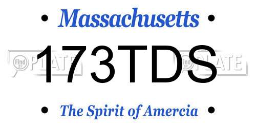 173TDS Massachusetts License Plate
