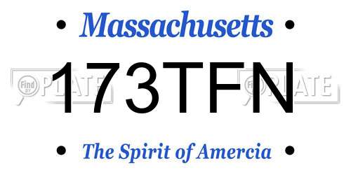 173TFN Massachusetts License Plate