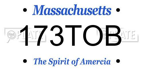 173TOB Massachusetts License Plate