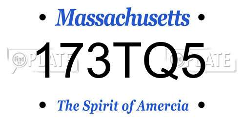 173TQ5 Massachusetts License Plate