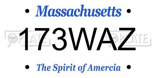 173WAZ Massachusetts License Plate