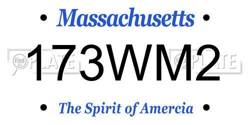 173WM2 Massachusetts License Plate