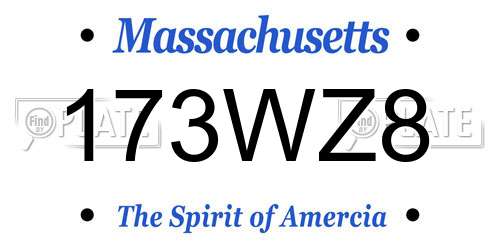 173WZ8 Massachusetts License Plate