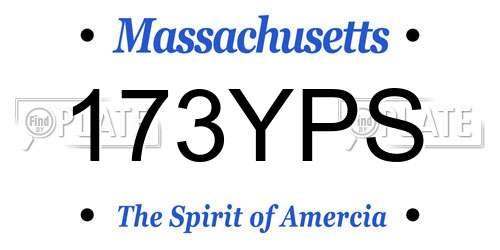 173YPS Massachusetts License Plate