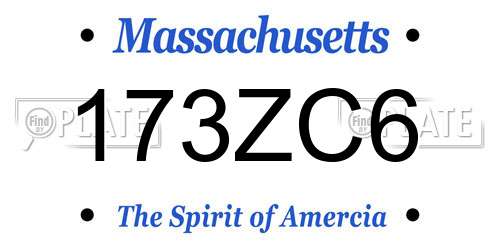 173ZC6 Massachusetts License Plate