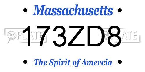 173ZD8 Massachusetts License Plate