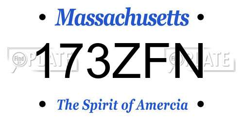 173ZFN Massachusetts License Plate