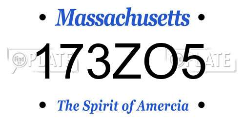 173ZO5 Massachusetts License Plate