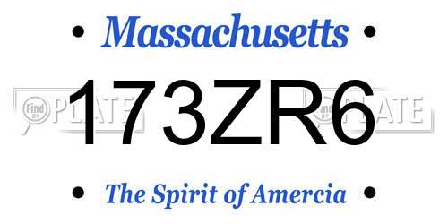 173ZR6 Massachusetts License Plate