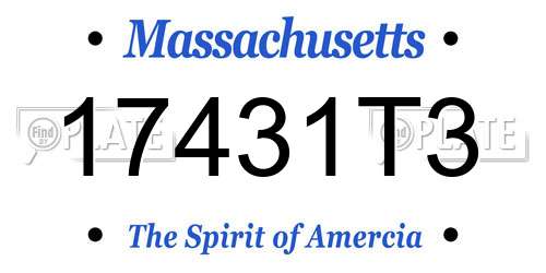 17431T3 Massachusetts License Plate