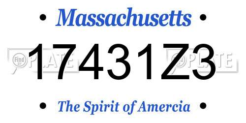 17431Z3 Massachusetts License Plate