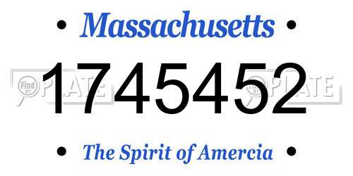 1745452 Massachusetts License Plate