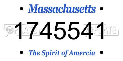 1745541 Massachusetts License Plate