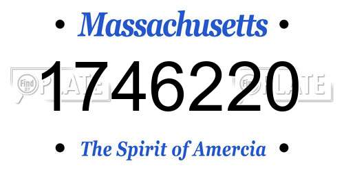 1746220 Massachusetts License Plate