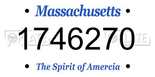 1746270 Massachusetts License Plate