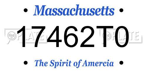 17462T0 Massachusetts License Plate