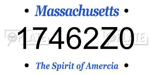 17462Z0 Massachusetts License Plate