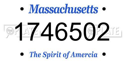 1746502 Massachusetts License Plate