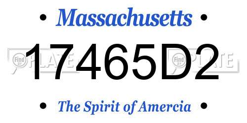 17465D2 Massachusetts License Plate