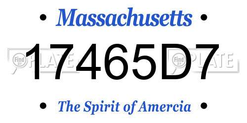 17465D7 Massachusetts License Plate