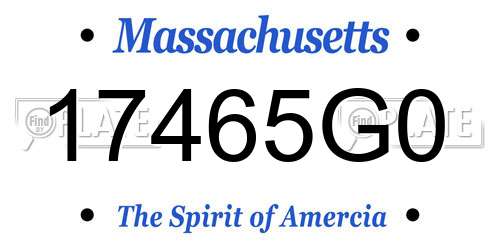 17465G0 Massachusetts License Plate