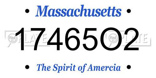 17465O2 Massachusetts License Plate